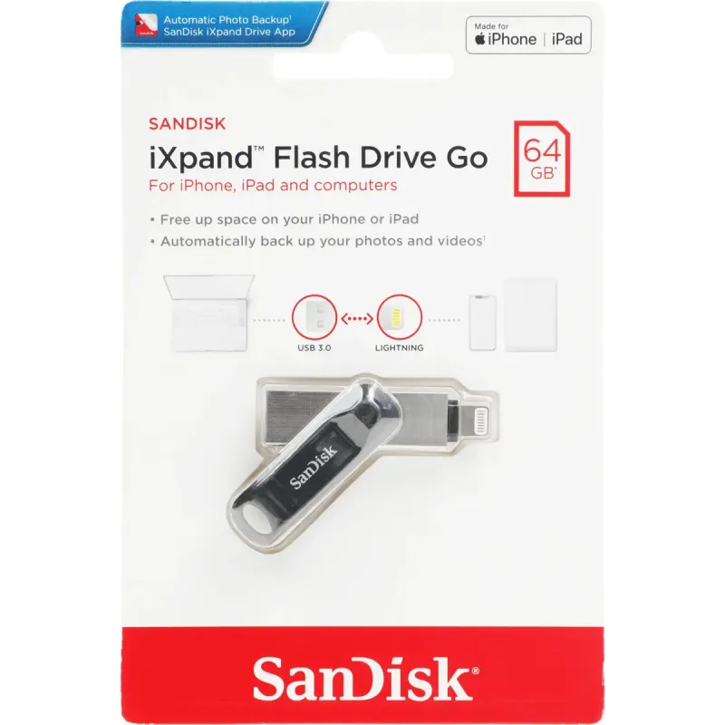 Флешка SanDisk iXpand GO 64ГБ Silver/Black