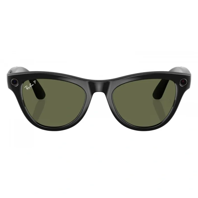 Умные очки Ray-Ban Meta Skyler (150-52), Shiny Black/G-15 Green Polarized, глянцевый черный/зеленые поляризованные