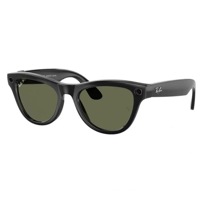 Умные очки Ray-Ban Meta Skyler (150-52), Shiny Black/G-15 Green Polarized, глянцевый черный/зеленые поляризованные