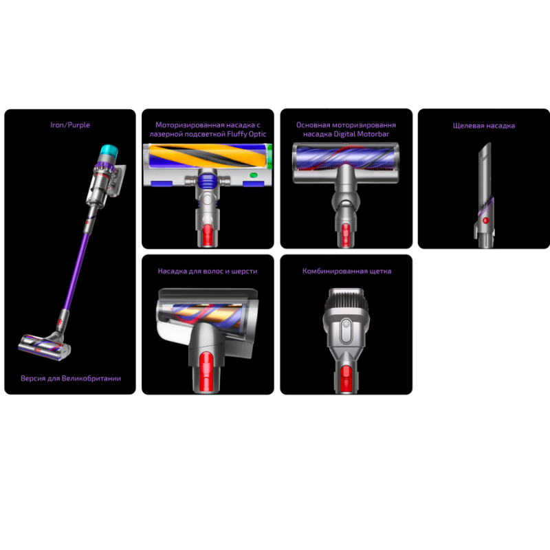 Пылесос Dyson Gen5 Detect Absolute SV23, Iron/Purple, Железный/Фиолетовый