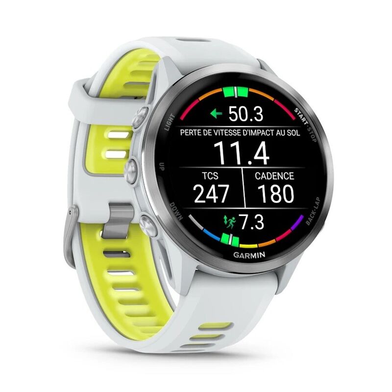 Смарт-часы Garmin Forerunner 970, 47 мм, Bluetooth, Titanium Whitestone/Yellow, титановый белый с желтым