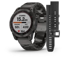 Смарт-часы Garmin Fenix 7 Sapphire Solar, 47 мм, Bluetooth, Gray Titanium Band, Серый титановый с серым титановым браслетом
