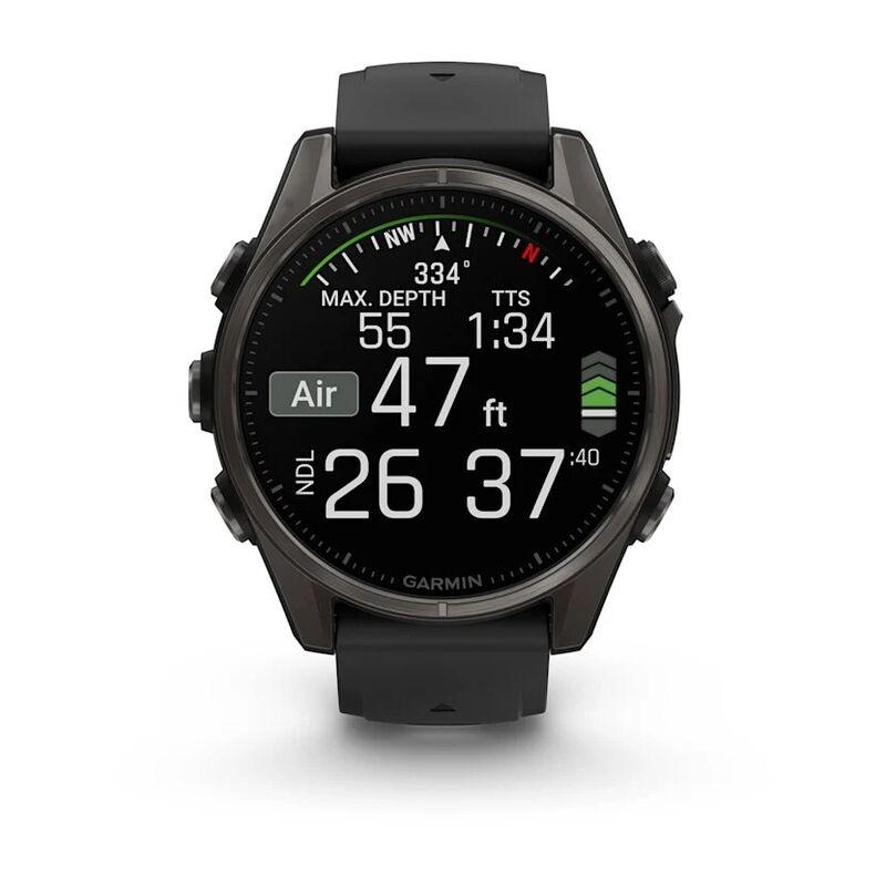 Смарт-часы Garmin Fenix 8, 47 мм, Bluetooth, AMOLED Slate Gray Black Silicone Band, графитово-серый с черным силиконом