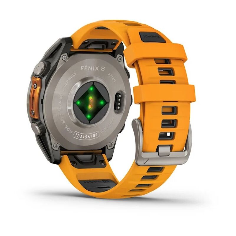 Смарт-часы Garmin Fenix 8, 47 мм, Bluetooth, Amoled Sapphire Titanium Orange, титановый серый с оранжевым