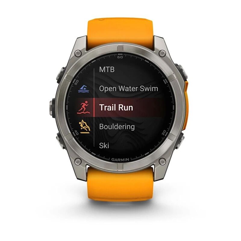 Смарт-часы Garmin Fenix 8, 51 мм, Bluetooth, Amoled Sapphire Titanium Spark Orange, титановый серый с оранжевым