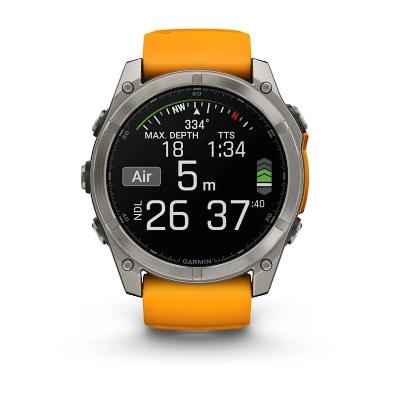 Смарт-часы Garmin Fenix 8, 51 мм, Bluetooth, Amoled Sapphire Titanium Spark Orange, титановый серый с оранжевым