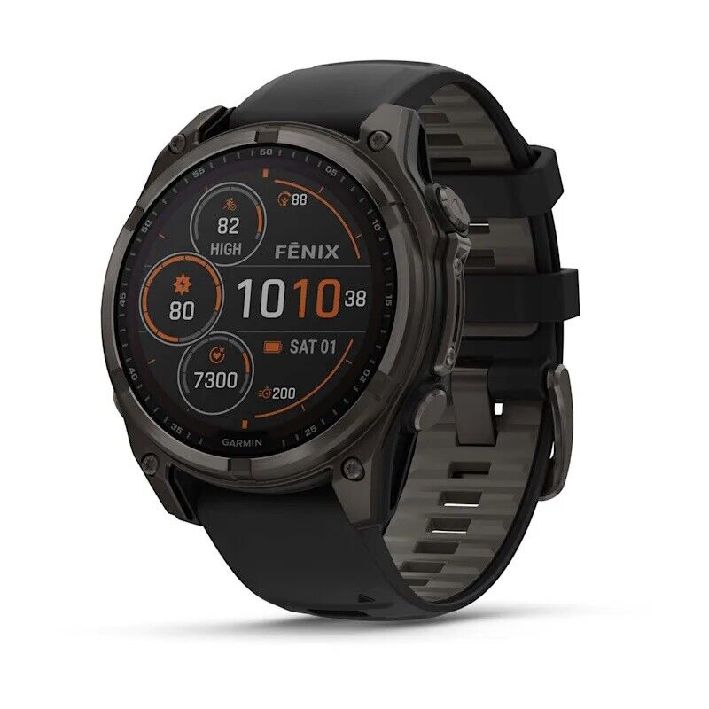 Смарт-часы Garmin Fenix 8, 47 мм, Bluetooth, Solar Sapphire Titanium Carbon Gray, титановый угольно-серый с солнечной зарядкой