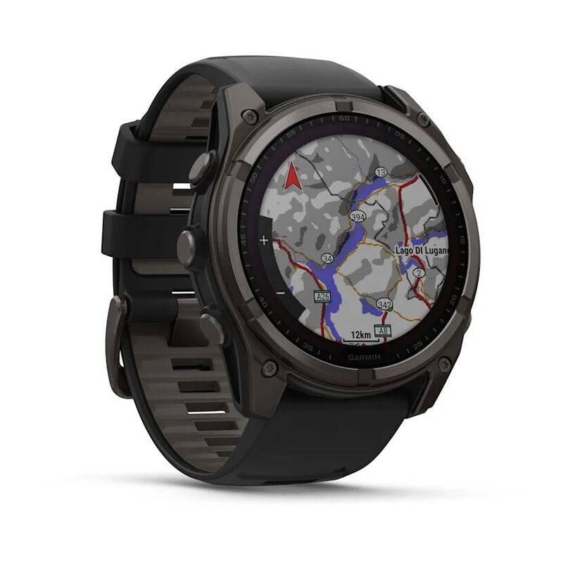 Смарт-часы Garmin Fenix 8, 51 мм, Bluetooth, Solar Sapphire Titanium Carbon Gray, титановый угольно-серый с солнечной зарядкой