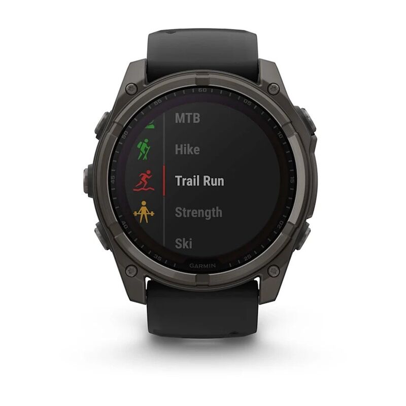 Смарт-часы Garmin Fenix 8, 51 мм, Bluetooth, Solar Sapphire Titanium Carbon Gray, титановый угольно-серый с солнечной зарядкой