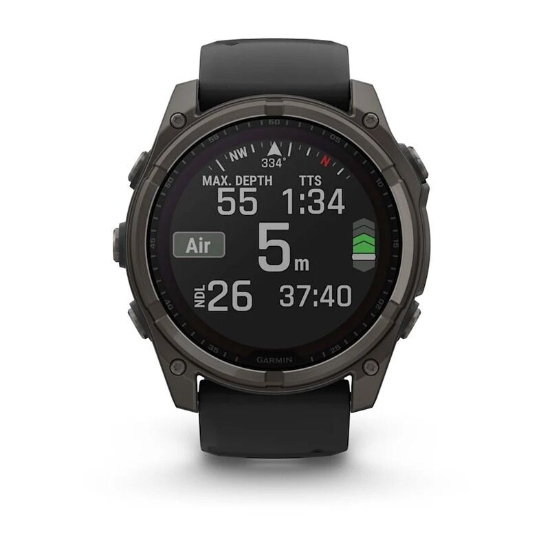 Смарт-часы Garmin Fenix 8, 51 мм, Bluetooth, Solar Sapphire Titanium Carbon Gray, титановый угольно-серый с солнечной зарядкой