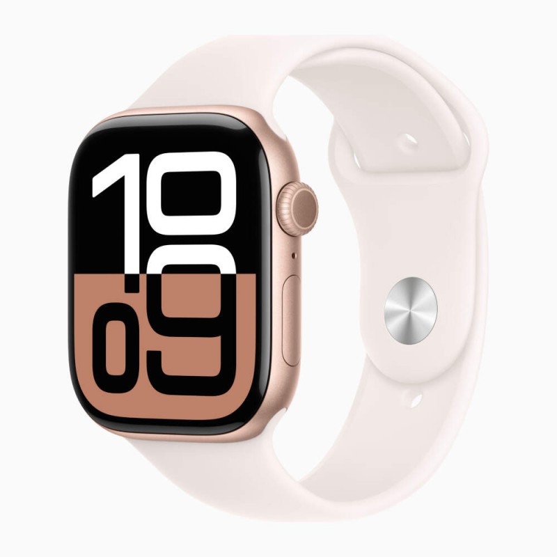 Умные часы Apple Watch Series 10 46mm, Rose Gold Aluminum Case with Sport Band - Light Blush
