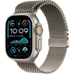 Смарт-часы Apple Watch Ultra 2 2024, 49 мм, LTE, Natural Titanium Case with Natural Titanium Milanese Loop (L), серый титан с серым титановым ремешком